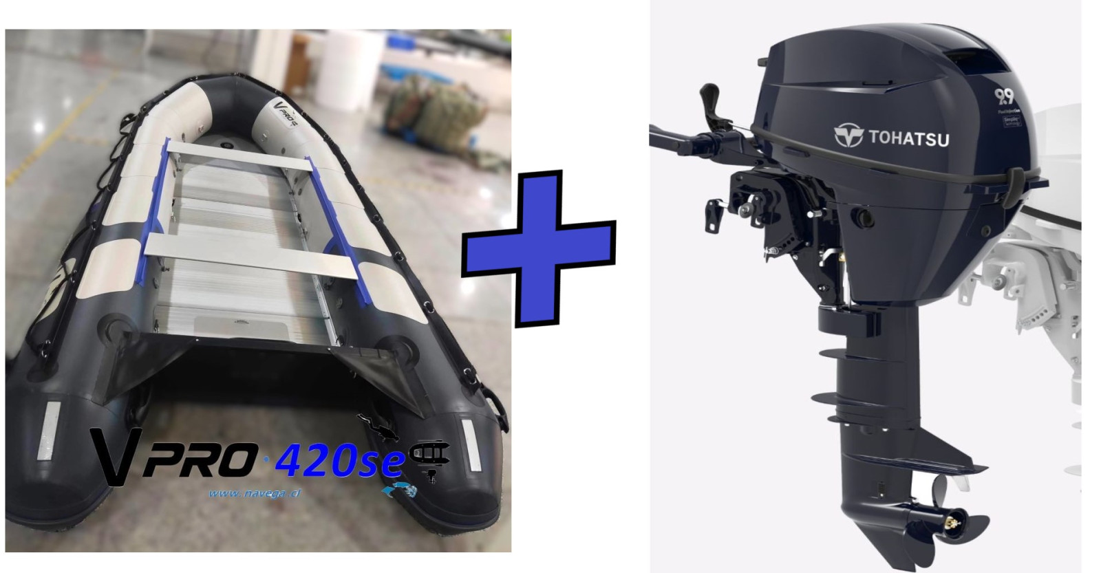 Bote VPro420se + Motor Fuera Borda Tohatsu 9.9HP 4T E.F.I Pata Corta
